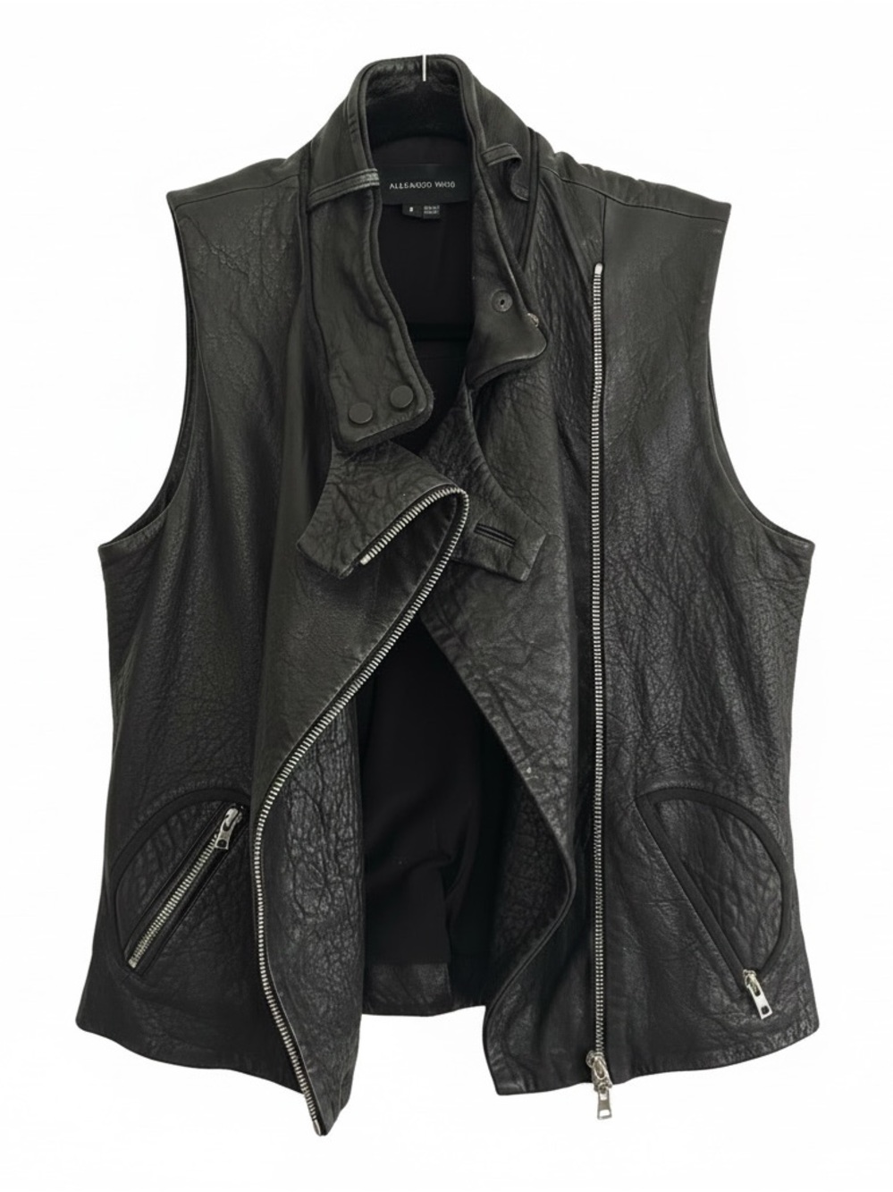 Alexander Wang Black Textured Leather Zip-Front Vest